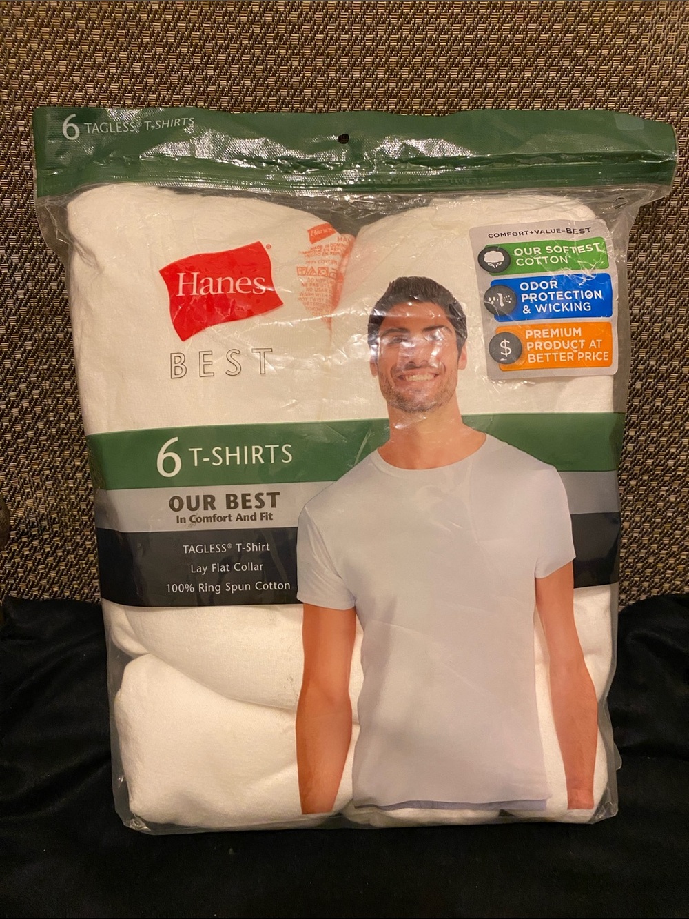 Hanes White Men’s Short Sleeve Crew Neck T-Shirts - 6 Pack Large (C1)
